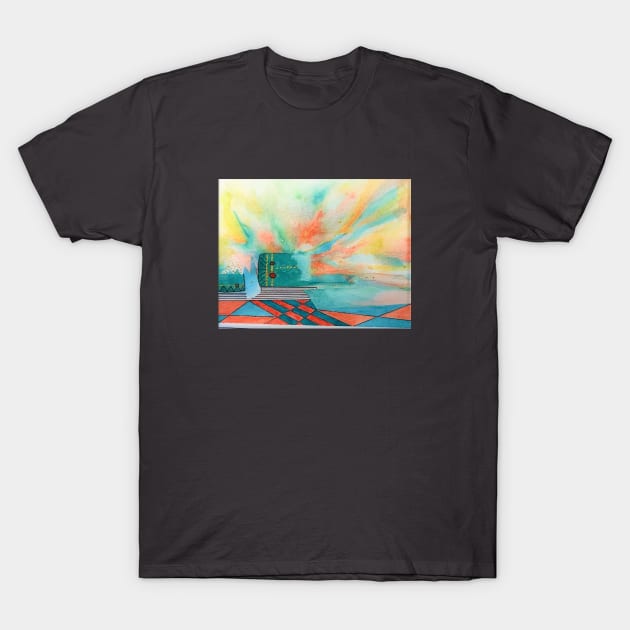 Orange and Green Abstract T-Shirt by Tstafford